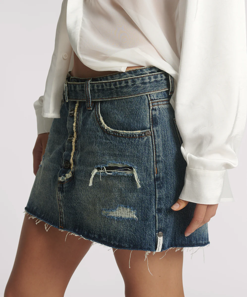 Max Belted Low Waist Denim Mini Skirt - Boys Club Blue - Image 3
