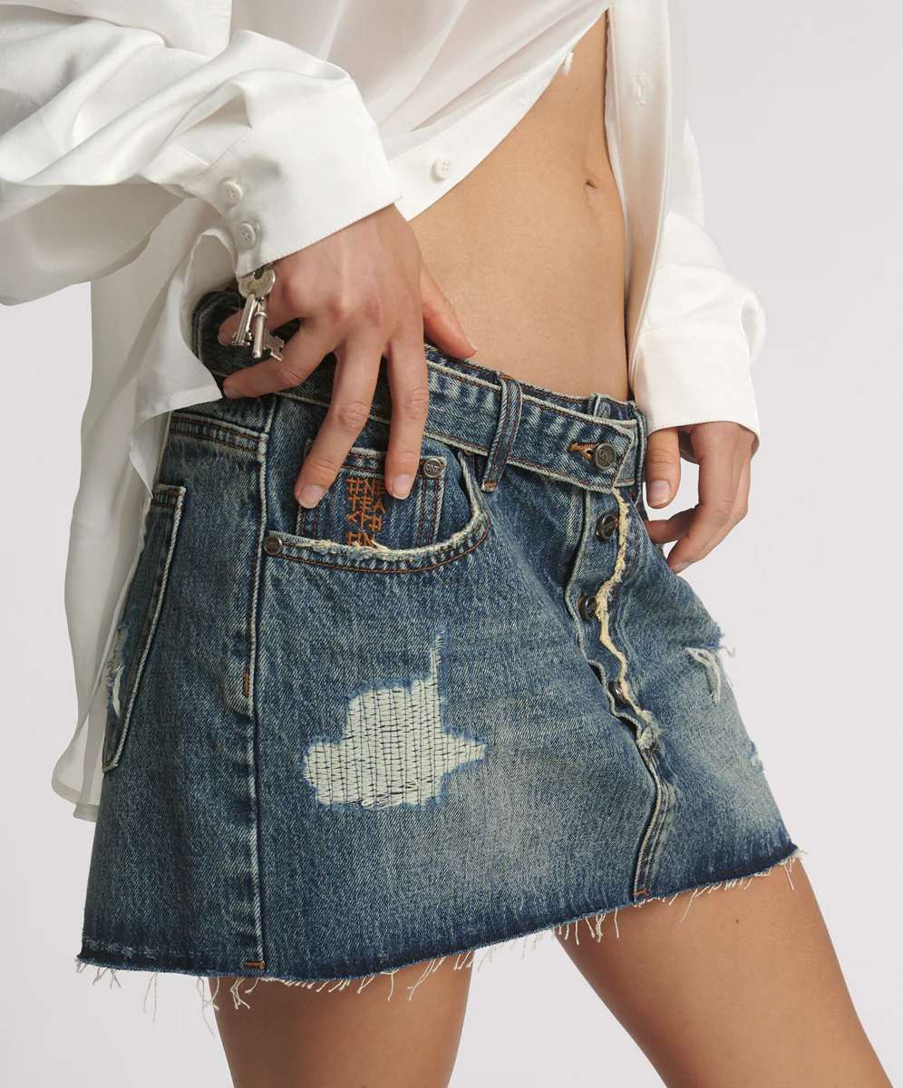 Max Belted Low Waist Denim Mini Skirt - Boys Club Blue - Image 4