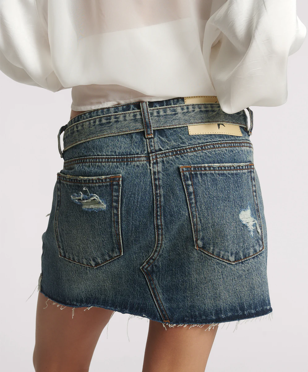Max Belted Low Waist Denim Mini Skirt - Boys Club Blue - Image 5
