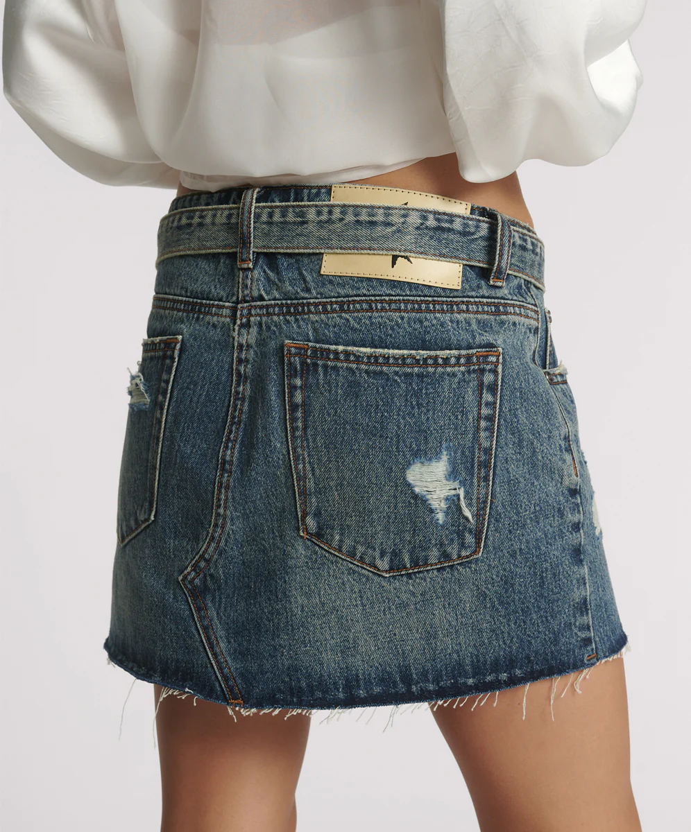 Max Belted Low Waist Denim Mini Skirt - Boys Club Blue - Image 6