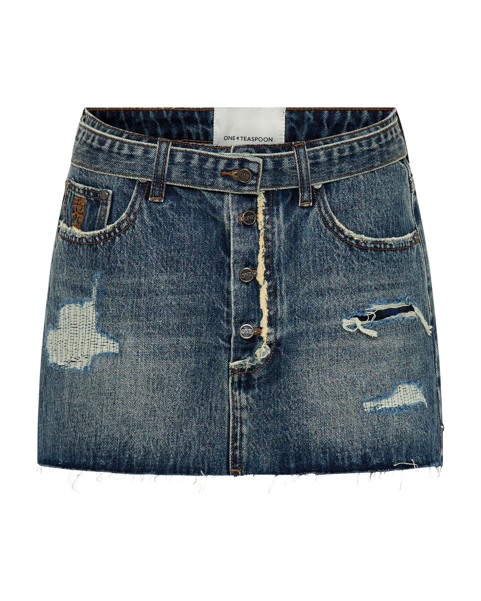 Max Belted Low Waist Denim Mini Skirt - Boys Club Blue - Image 8