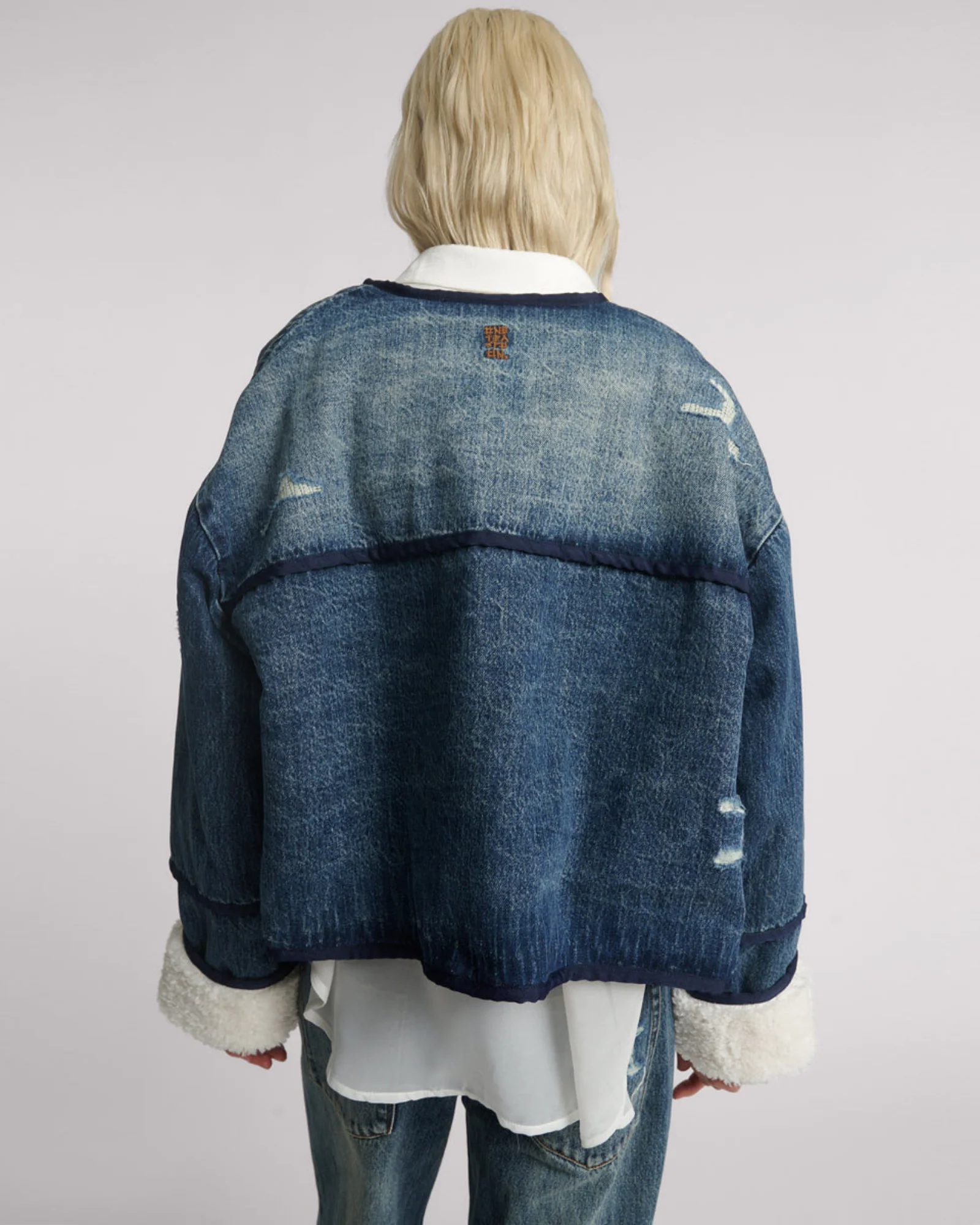 Teddy Cropped Denim Jacket - Boys Club Blue - Image 3