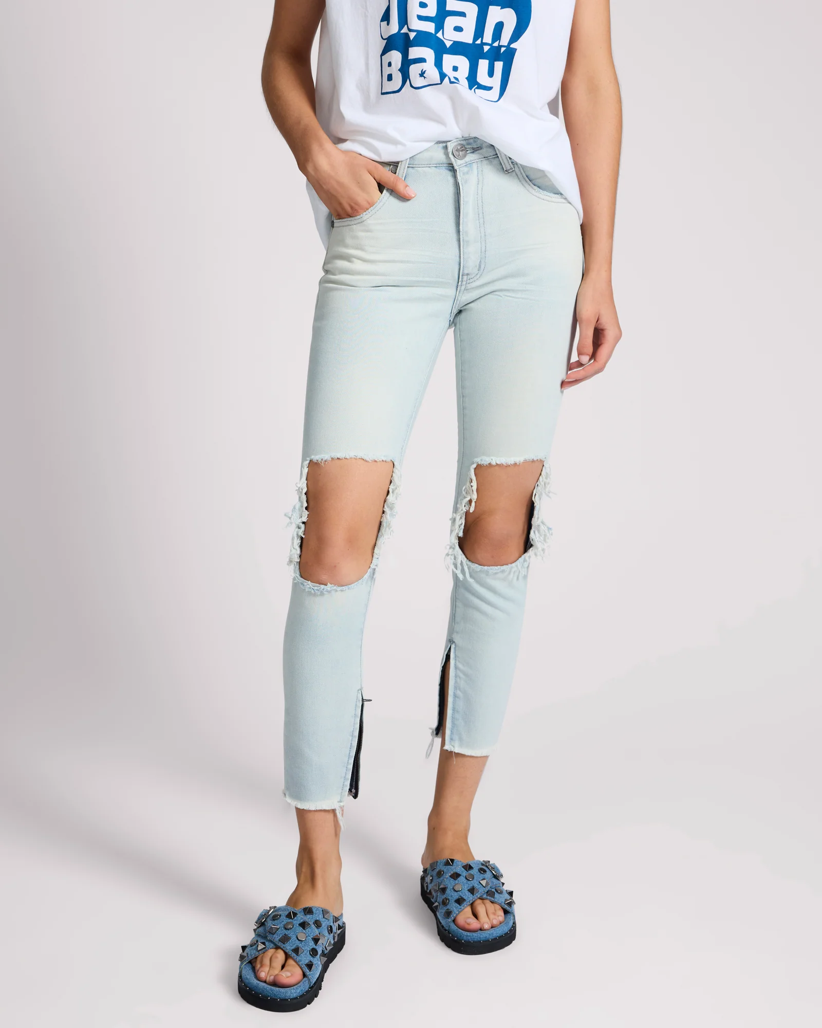 Freebirds High Waist Rigid Skinny Denim Jeans - Brando Blue - Image 2