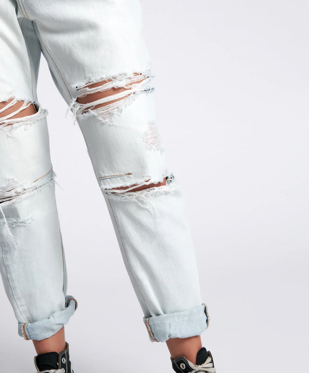Saints Low Waist Boyfriend Denim Jeans - Brando Blue - Image 3