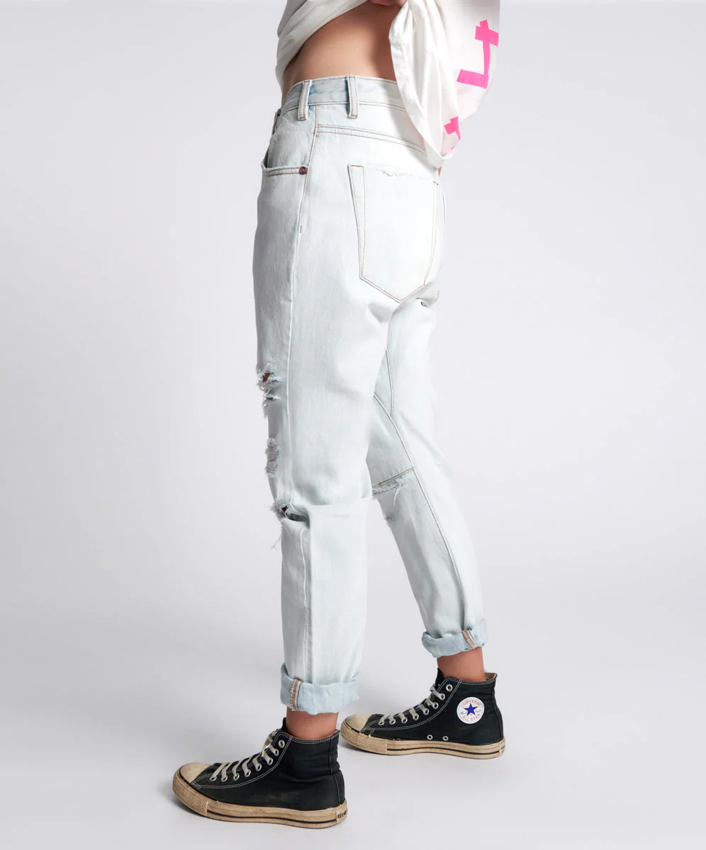 Saints Low Waist Boyfriend Denim Jeans - Brando Blue - Image 4
