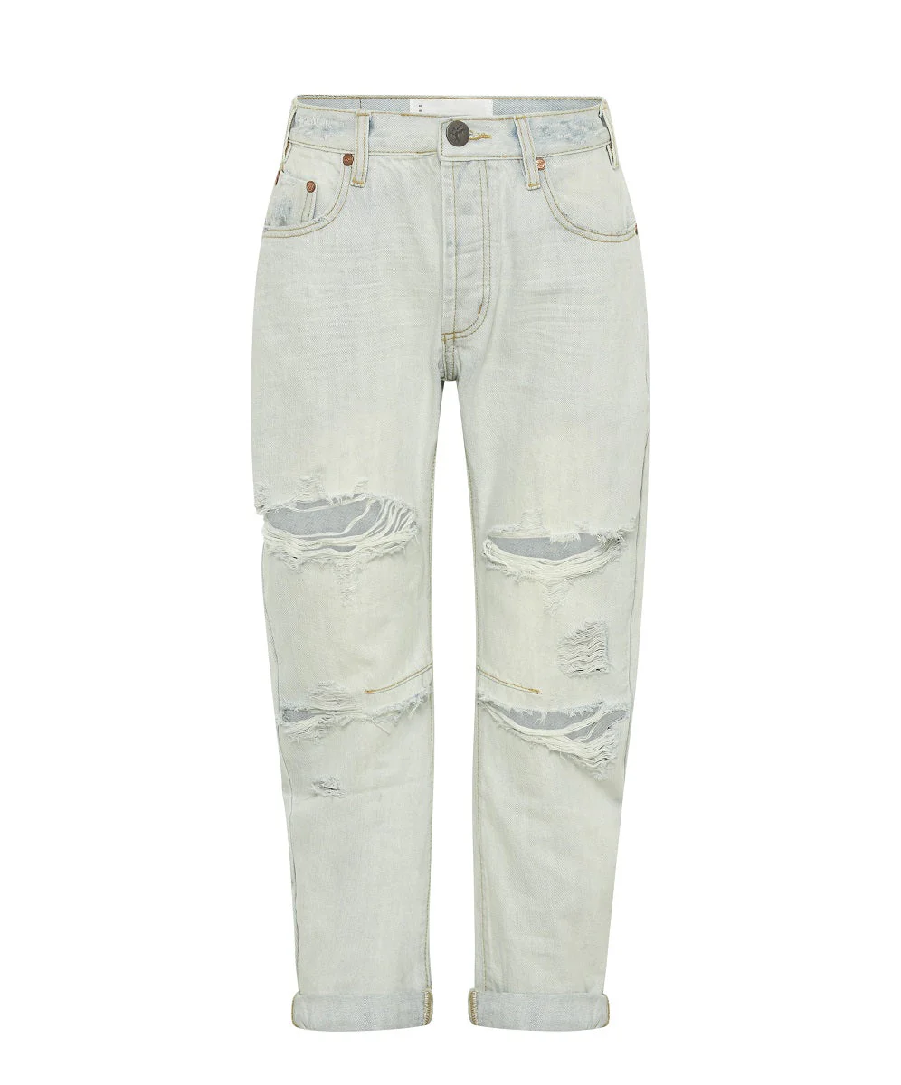Saints Low Waist Boyfriend Denim Jeans - Brando Blue - Image 5
