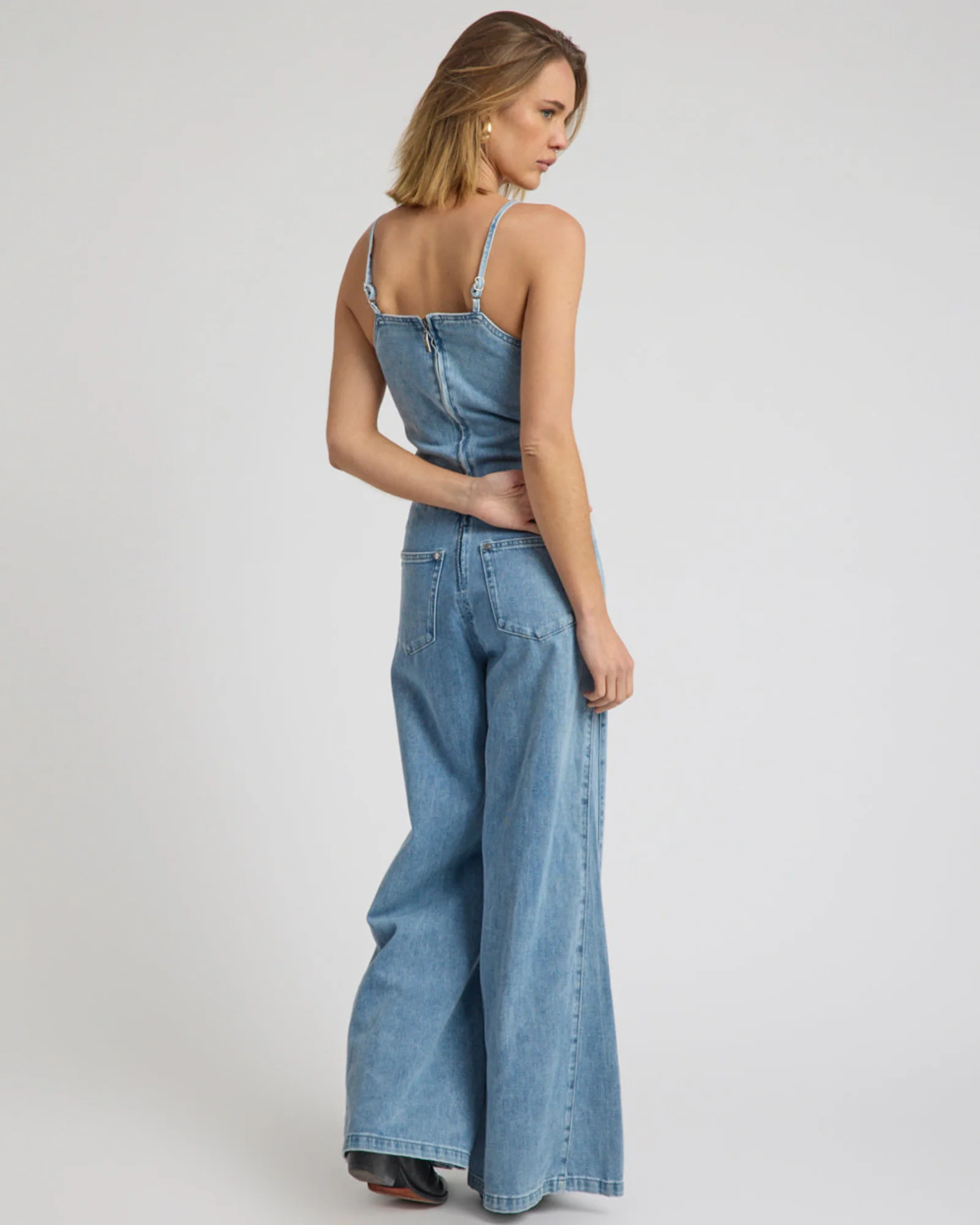 Brigitte Wide Leg Cami Denim Jumpsuit - Blue Rapture - Image 7