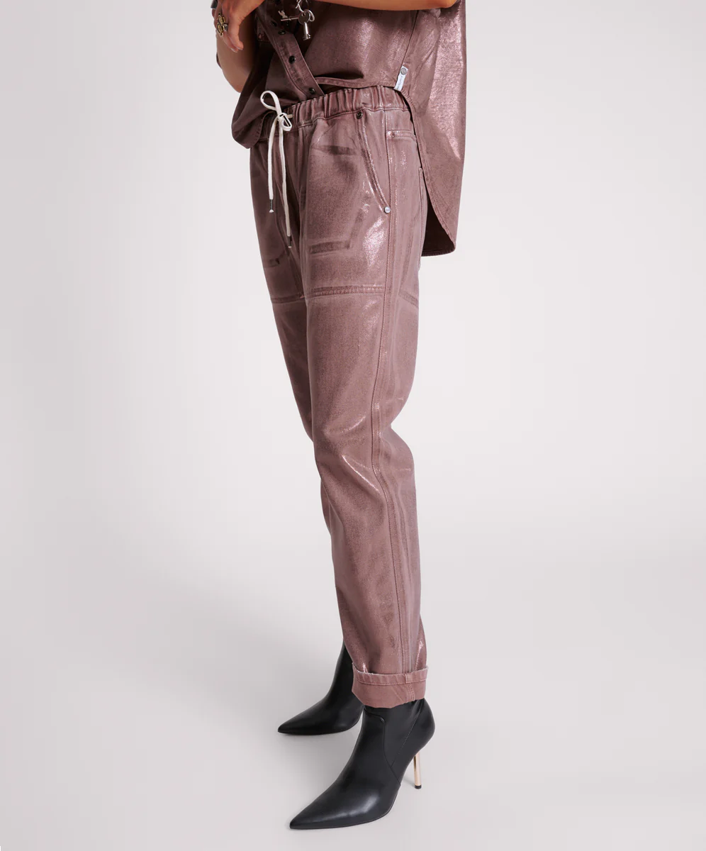 Shabbies Low Waist Drawstring Boyfriend Denim Jeans - Bronzed Chocolate - Image 3