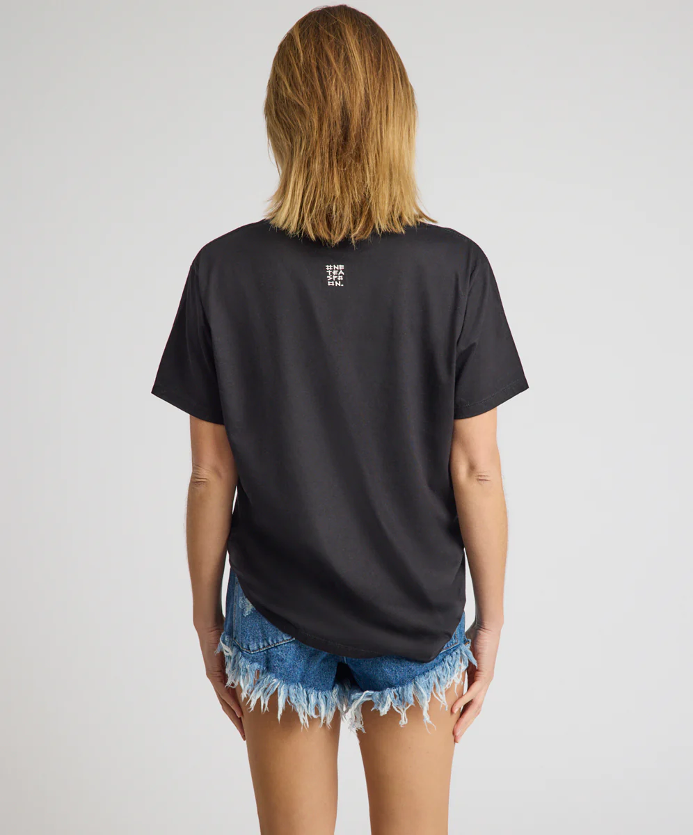 Brushed Bowerbird Boyfriend Tee - Black - Image 4