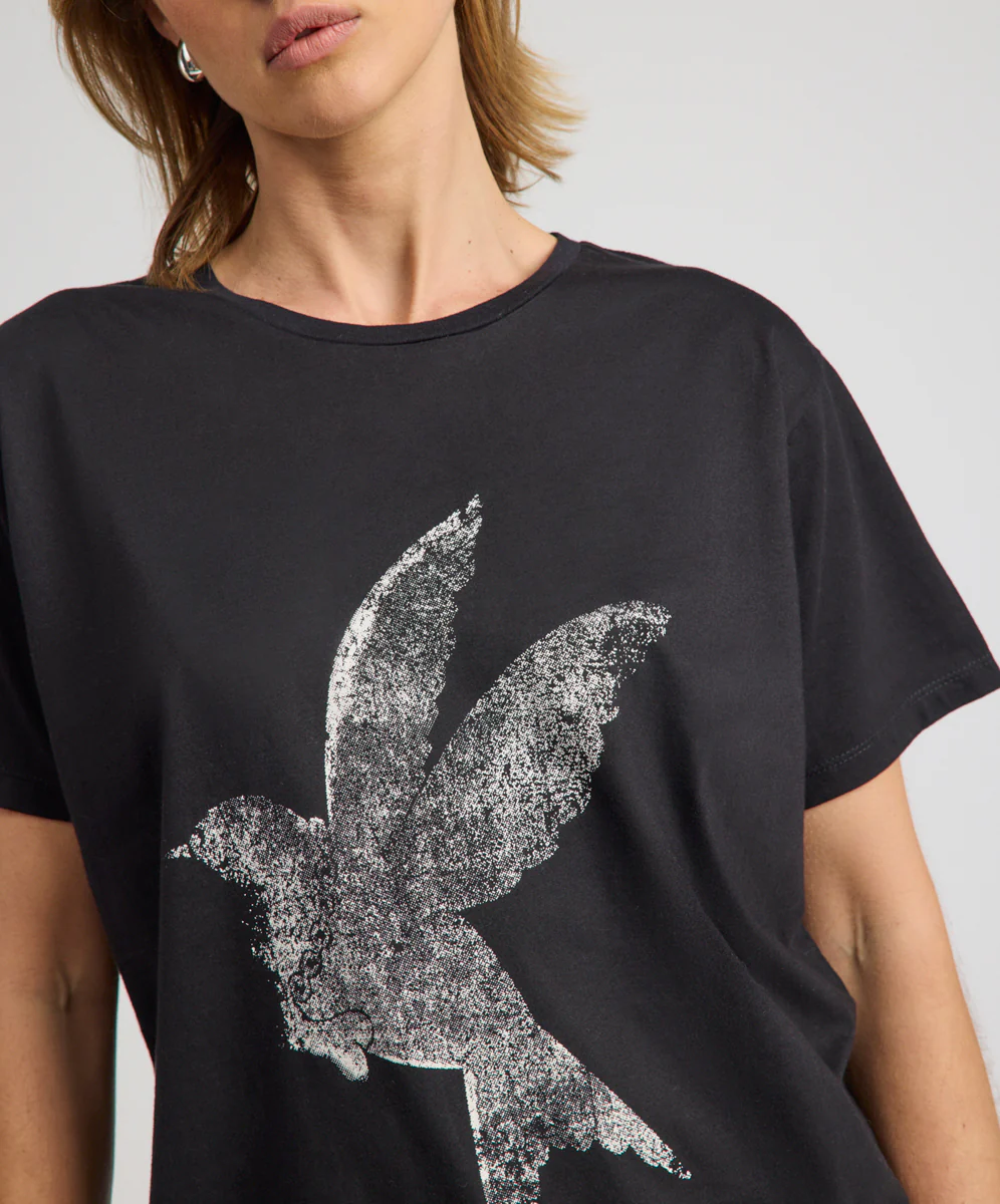Brushed Bowerbird Boyfriend Tee - Black - Image 9