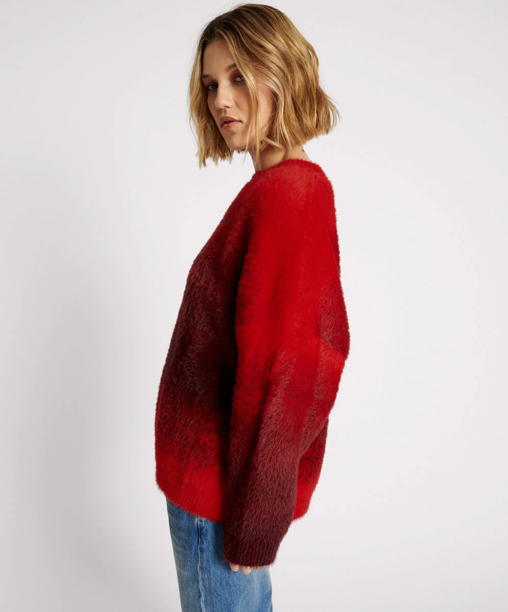 Burning Sunset Ombre Knit Sweater - Red - Image 3