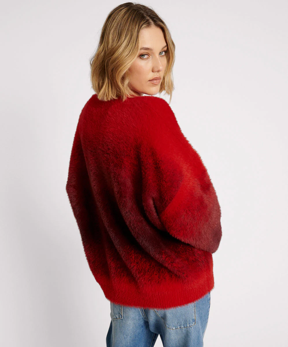 Burning Sunset Ombre Knit Sweater - Red - Image 4