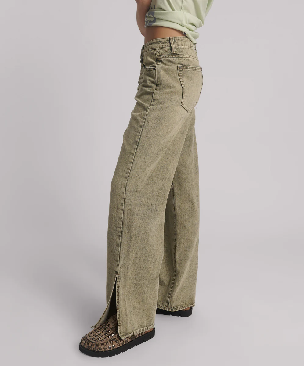 Billie Mid Waist Long Rise Straight Leg Denim Jeans - Burnt Khaki - Image 3