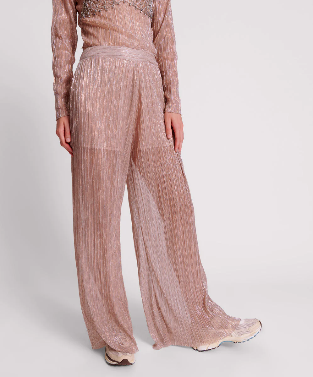 Plisse Palazzo Pants - Celestial Rose - Image 2