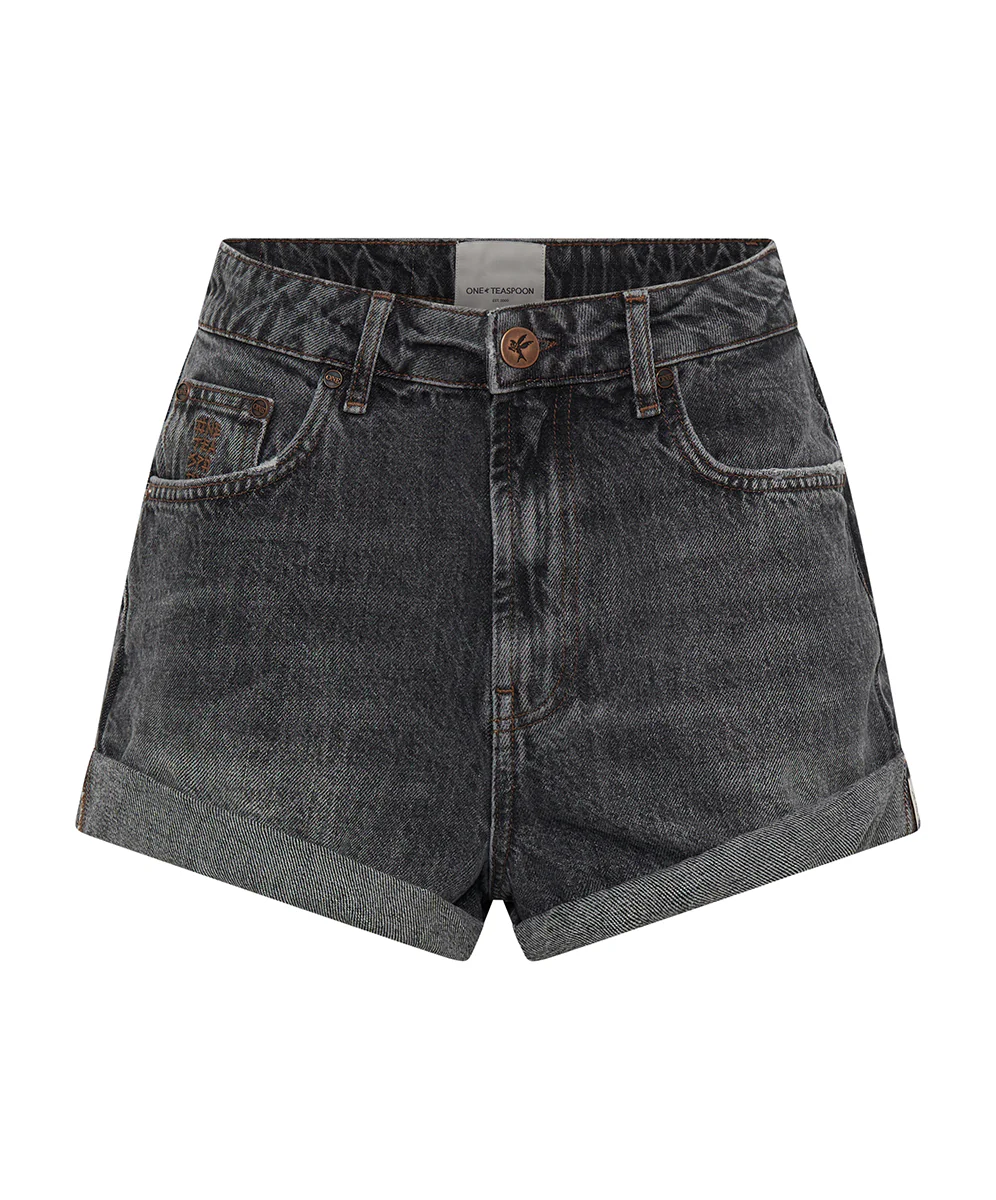 Bandits High Waist Denim Shorts - Charcoal Grey - Image 8