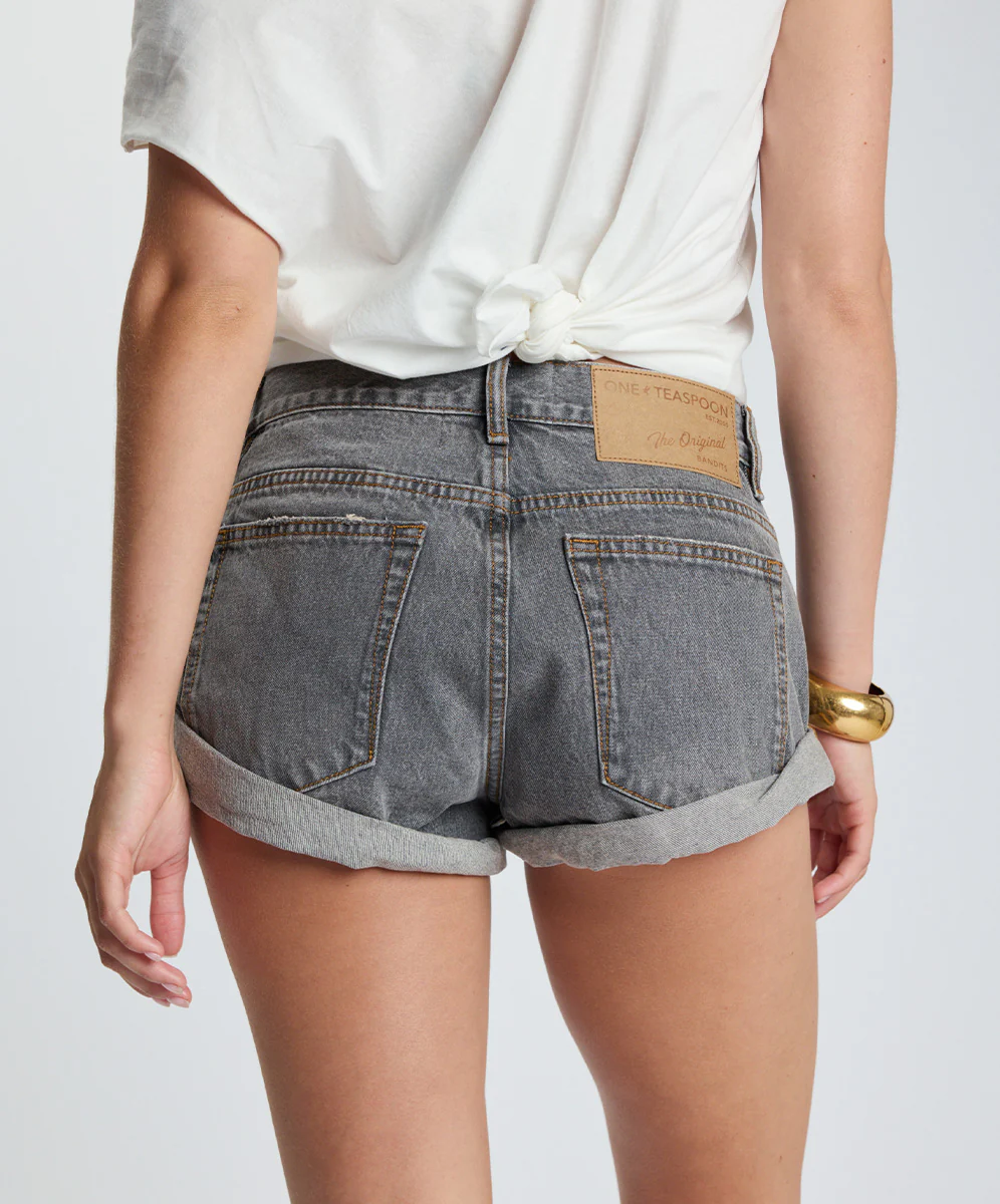 Bandits Low Waist Denim Shorts - Charcoal Grey - Image 4