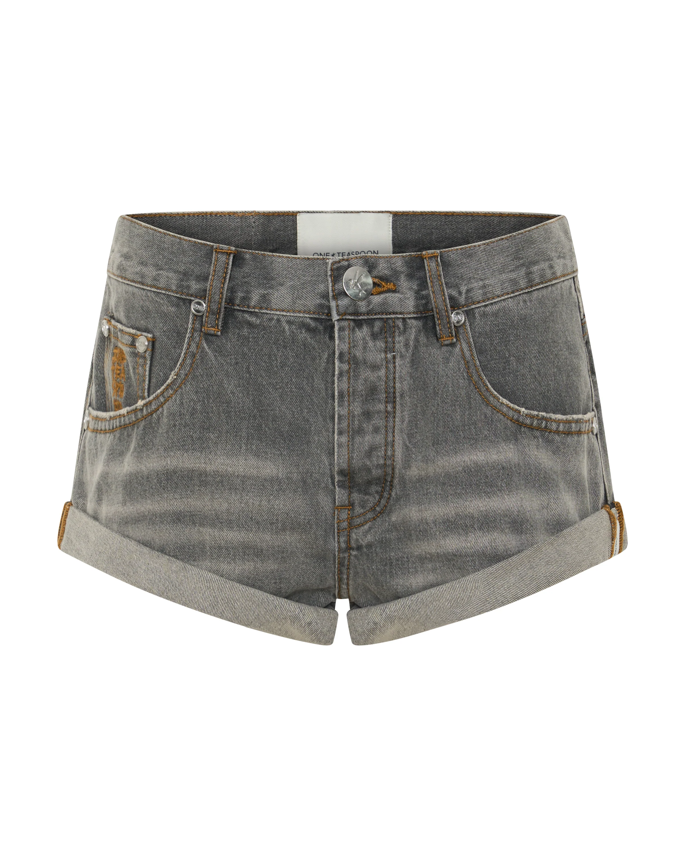 Bandits Low Waist Denim Shorts - Charcoal Grey - Image 7