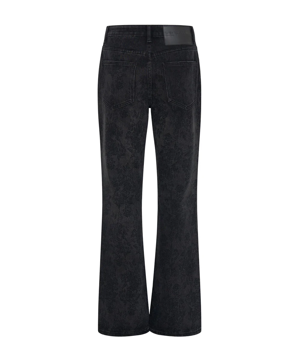 Charlie High Waist Slim Flared Denim Jeans - Black Lace - Image 7