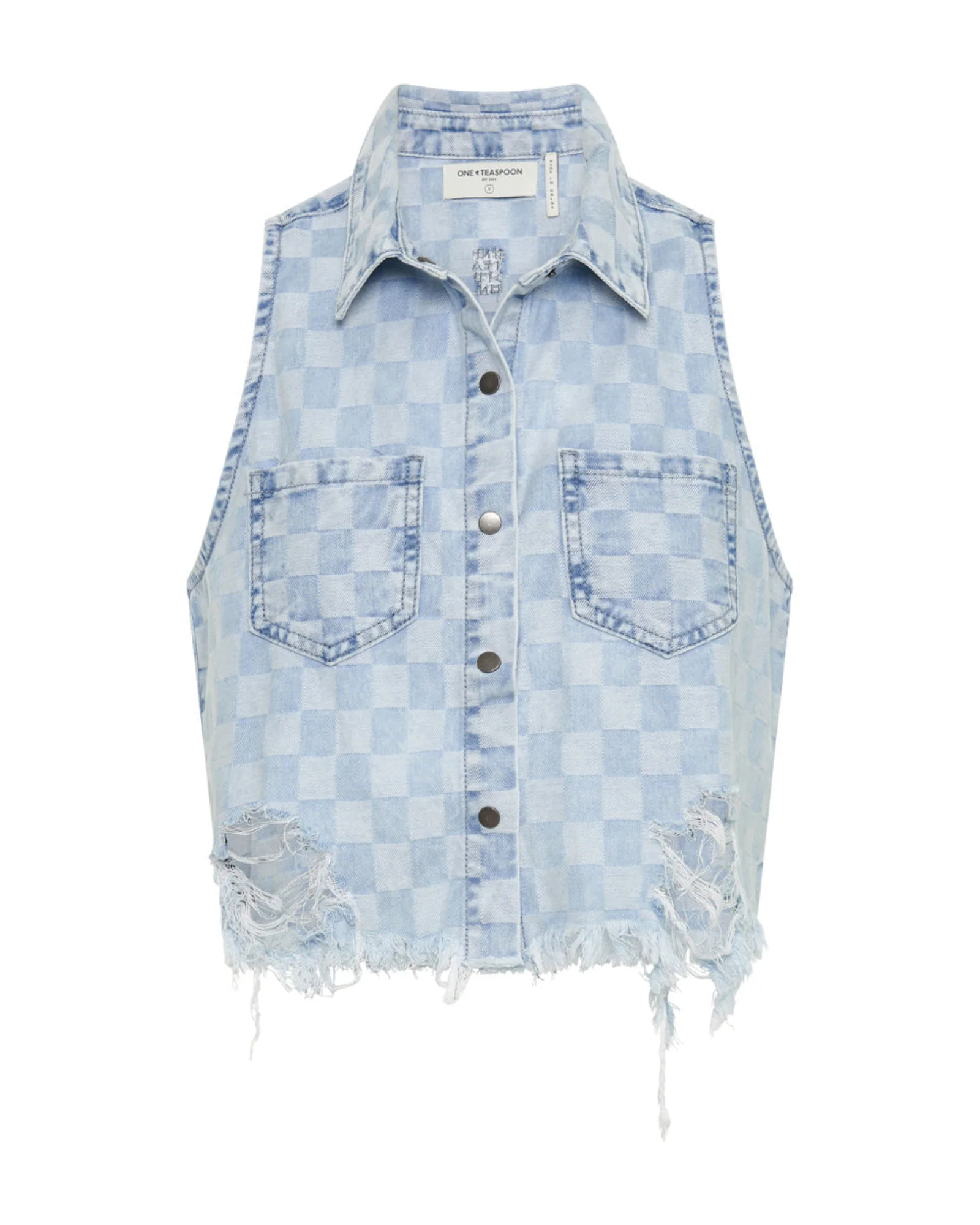Braxton Denim Top - Blue Check - Image 6