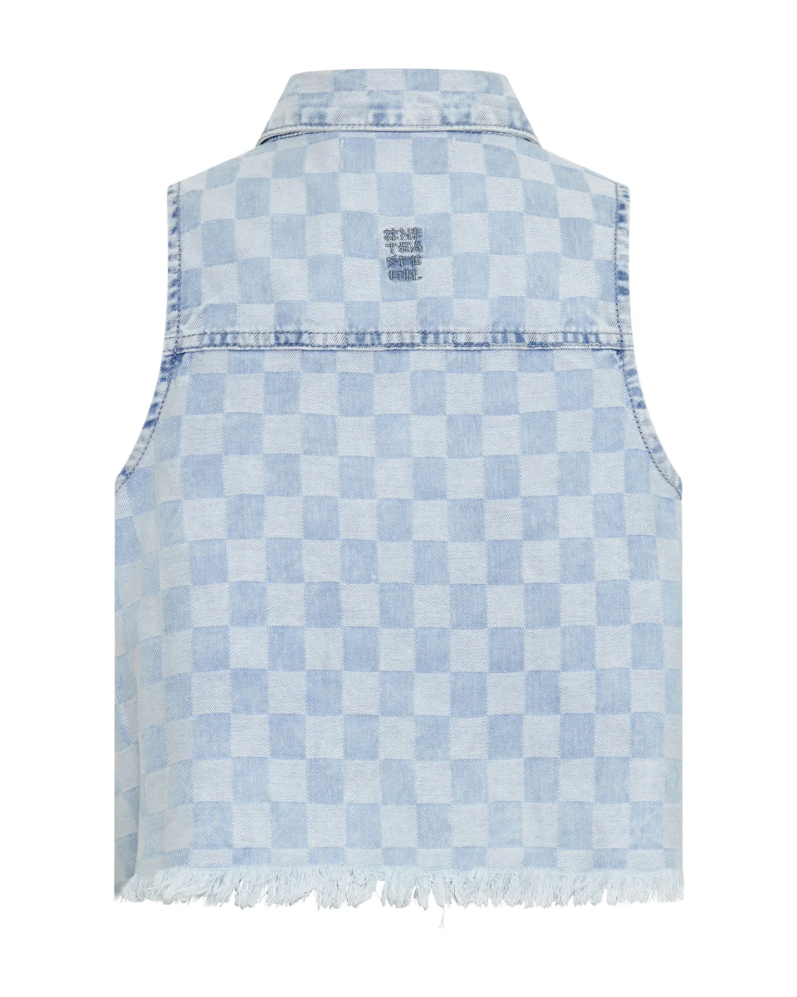 Braxton Denim Top - Blue Check - Image 7