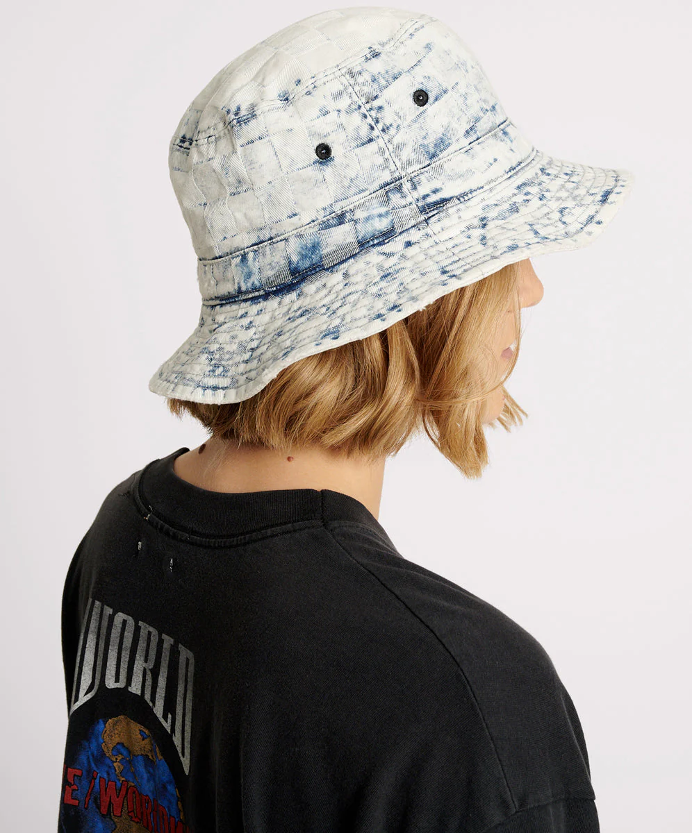 Denim Bucket Hat - Acid Check Print - Image 4