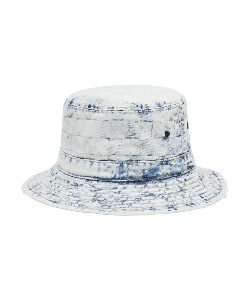 Denim Bucket Hat - Acid Check Print - Image 7