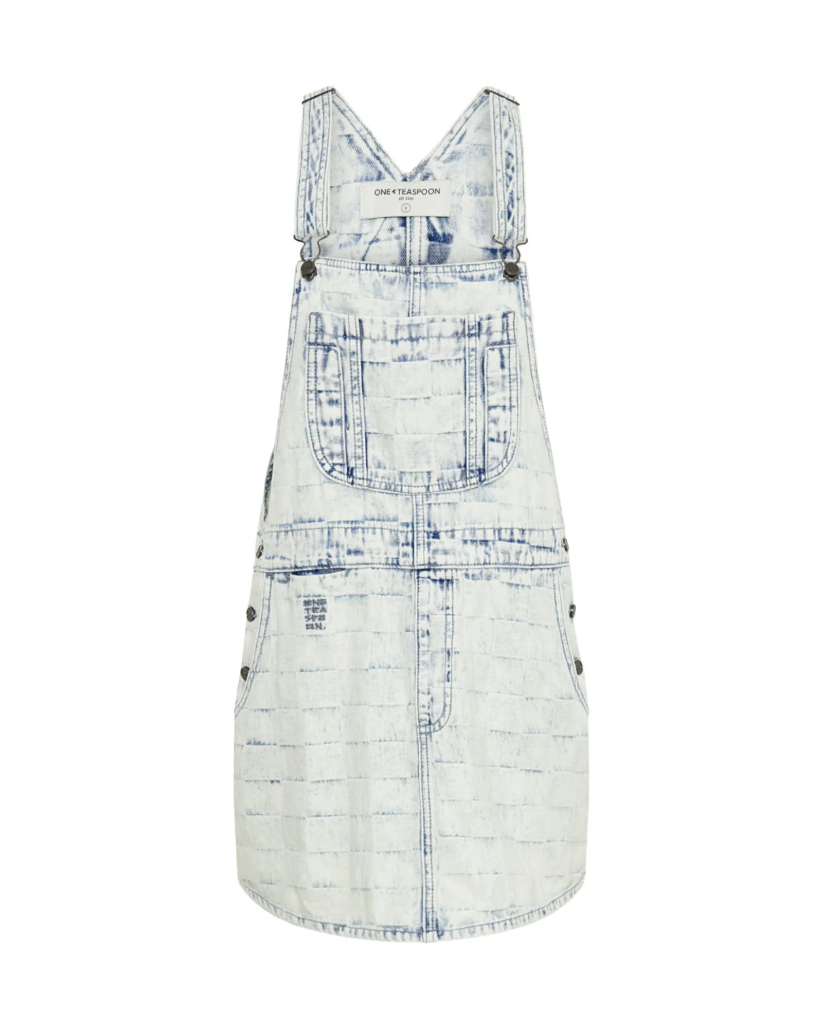 Stanton St Denim Mini Pini Dress - White Check - Image 6