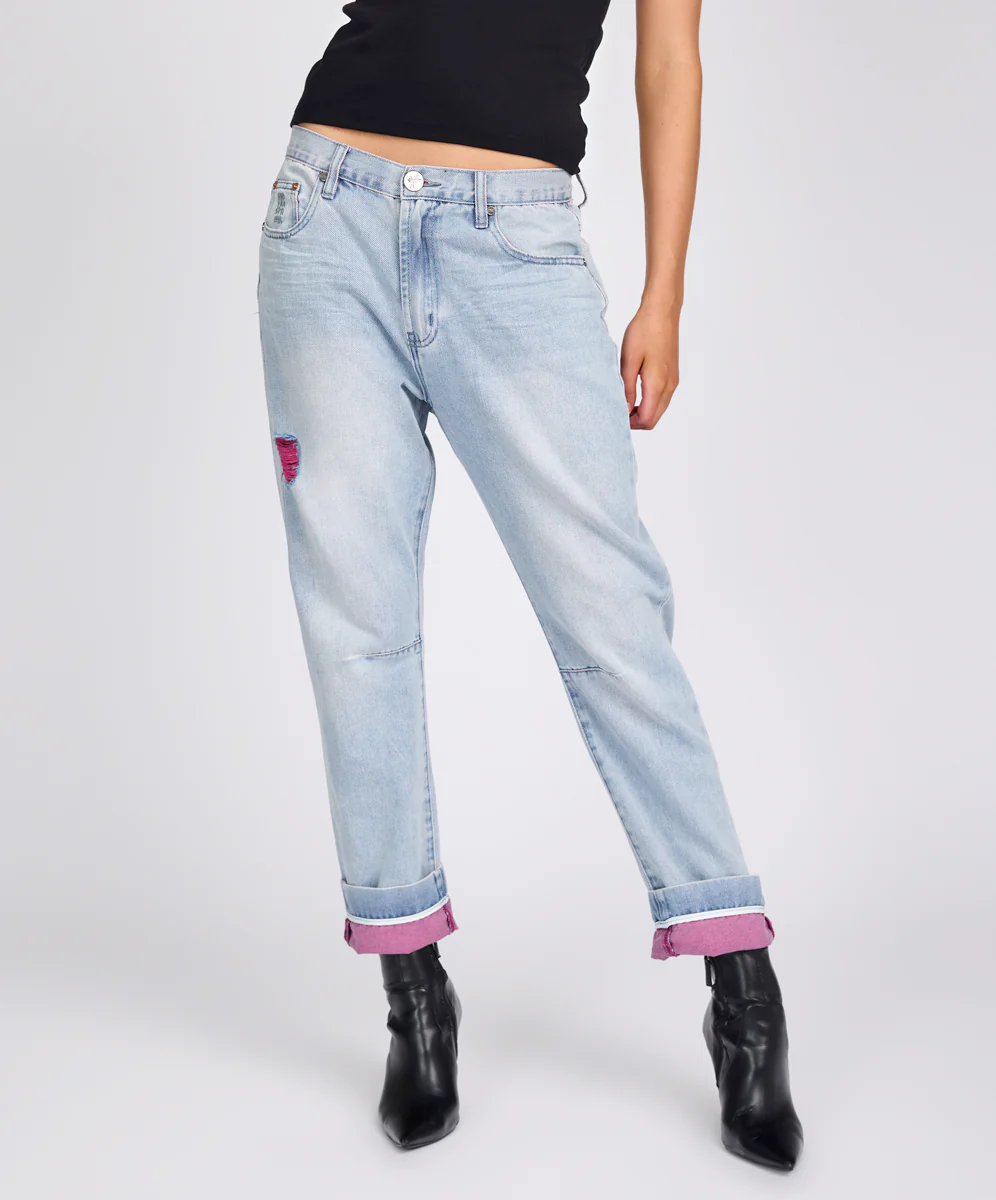 Bandits Low Waist Boyfriend Denim Jeans - Cheeky Blue - Image 3