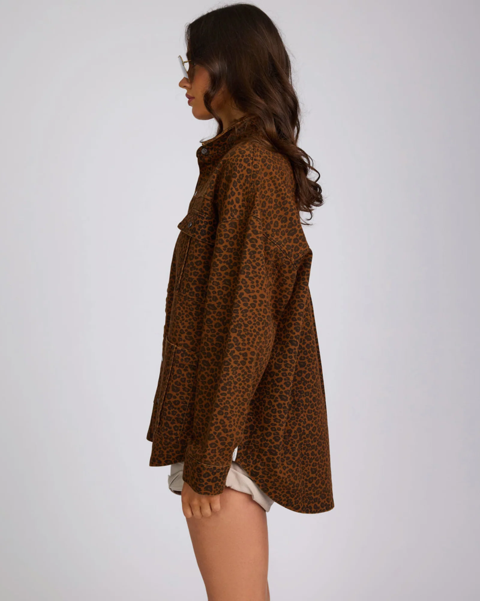 Longline Denim Jacket - Cheetah Print - Image 5