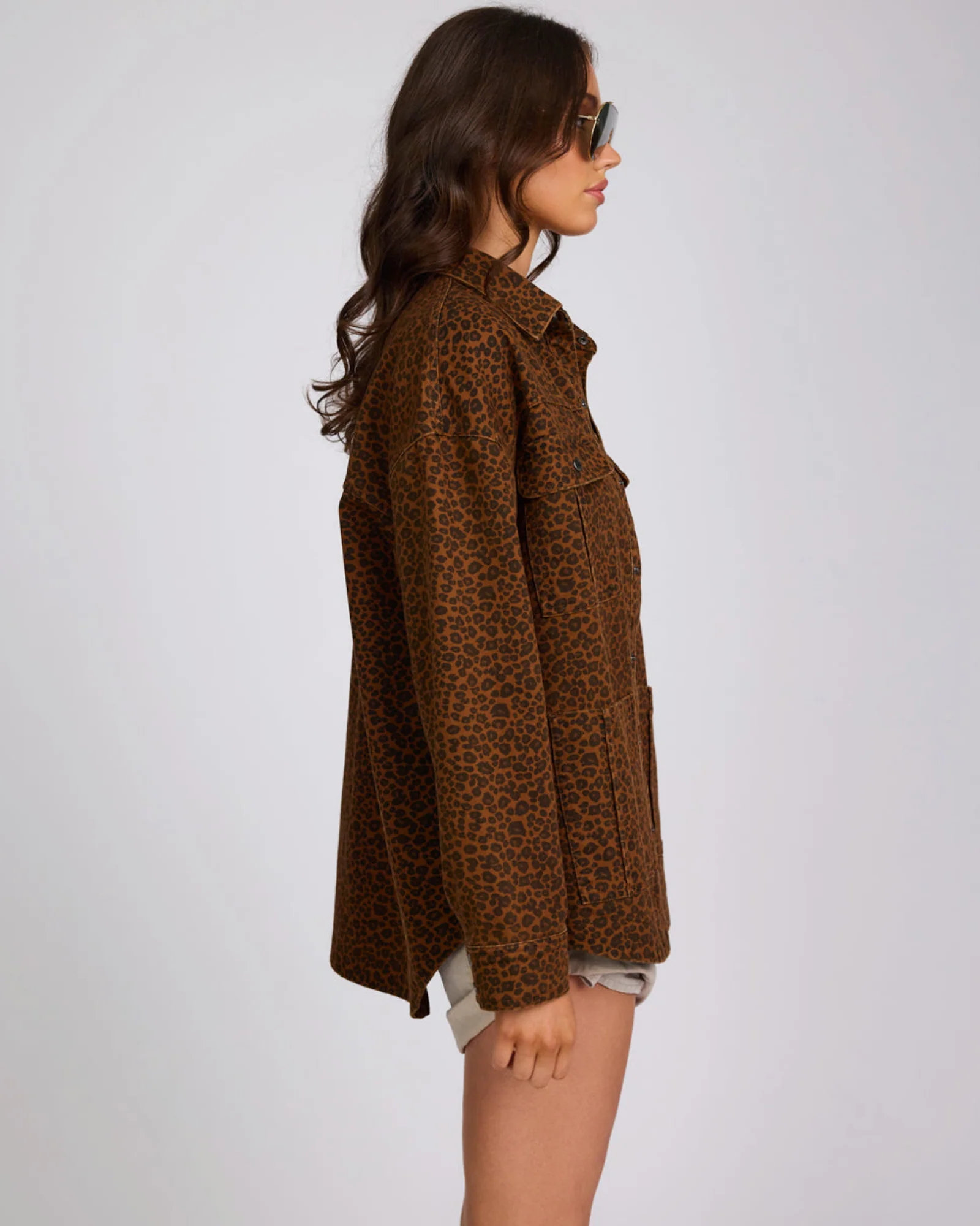 Longline Denim Jacket - Cheetah Print - Image 8