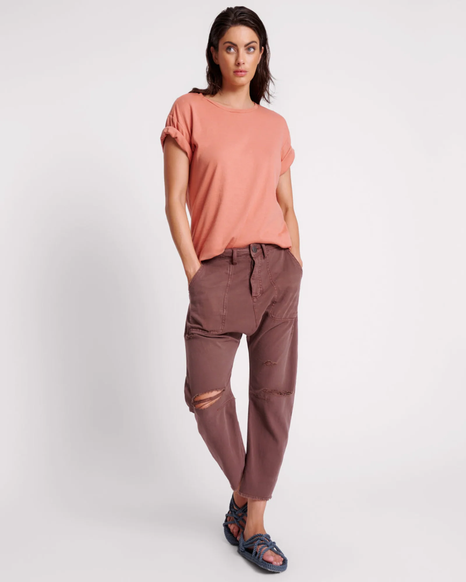 Sinners Drop Crotch Boyfriend Jeans - Chocolate