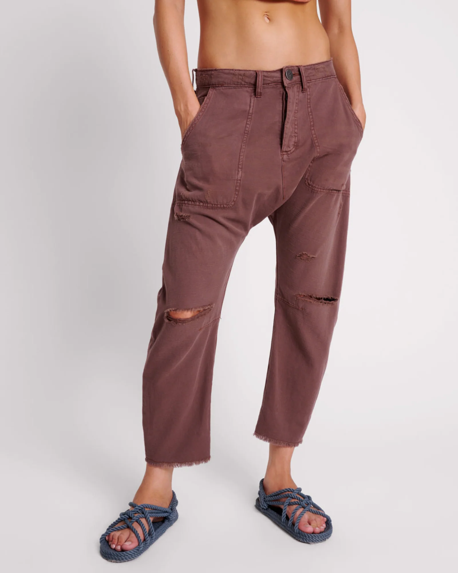 Sinners Drop Crotch Boyfriend Jeans - Chocolate - Image 2