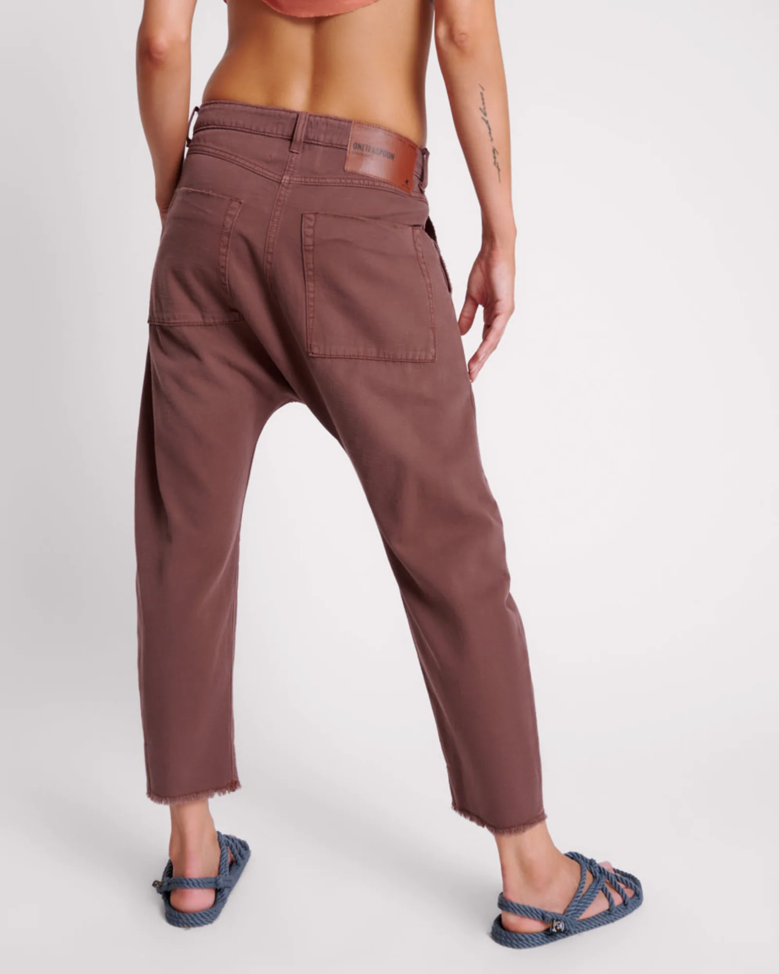 Sinners Drop Crotch Boyfriend Jeans - Chocolate - Image 4