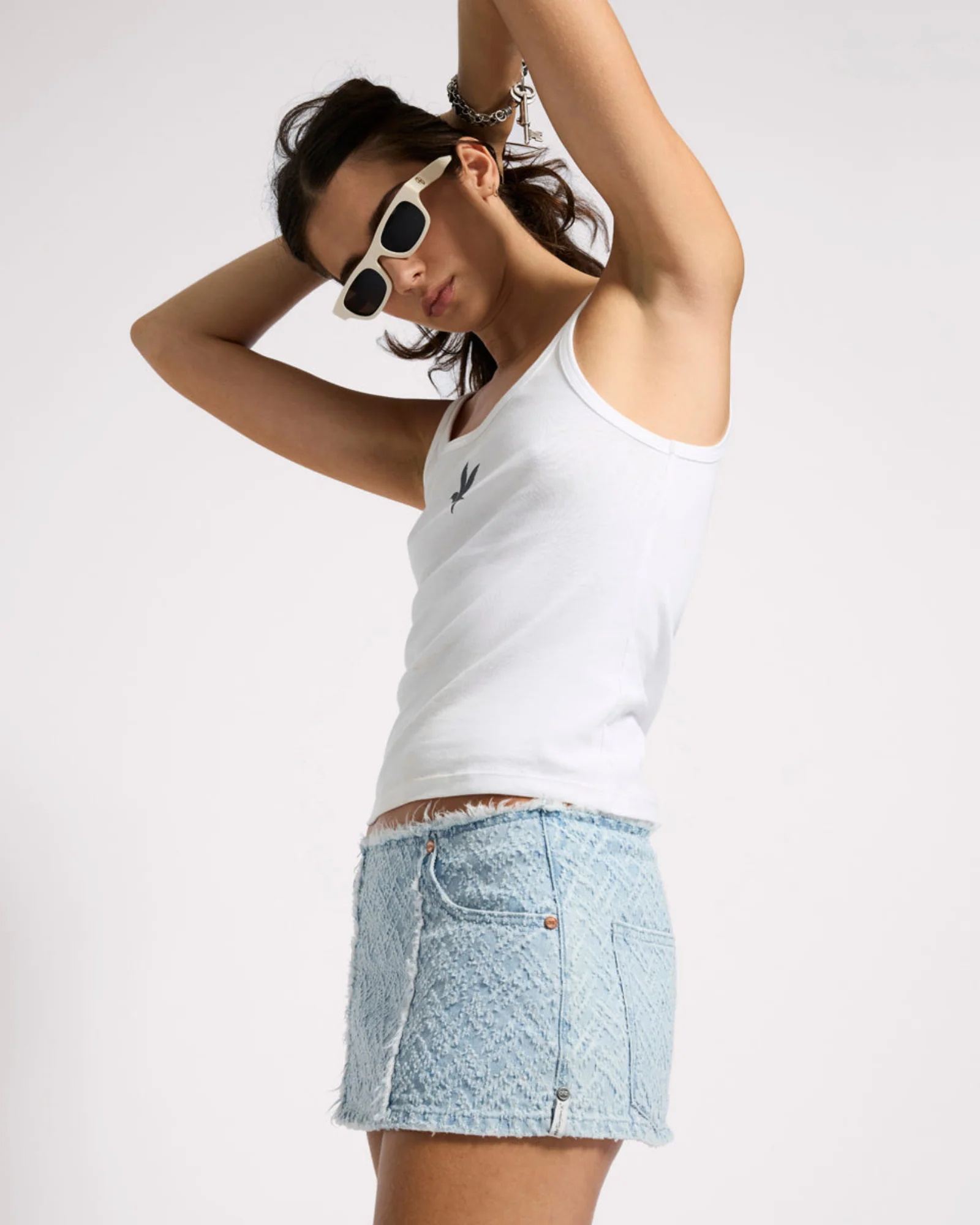 Christina Low Waist Micro Mini Denim Skirt - Image 11