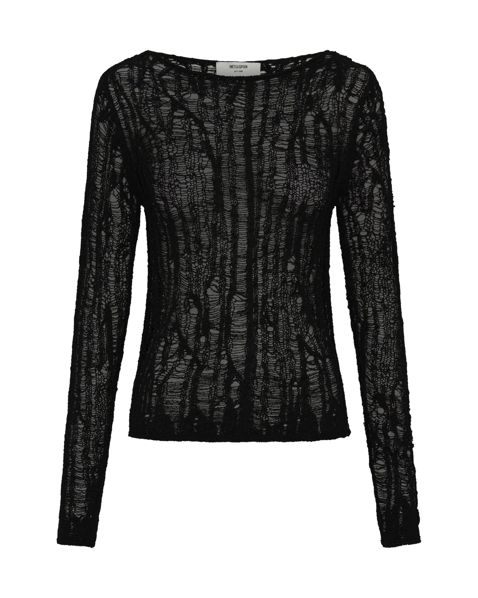 Cinched In Laddered Longsleeve Knit Top - Black - Image 15