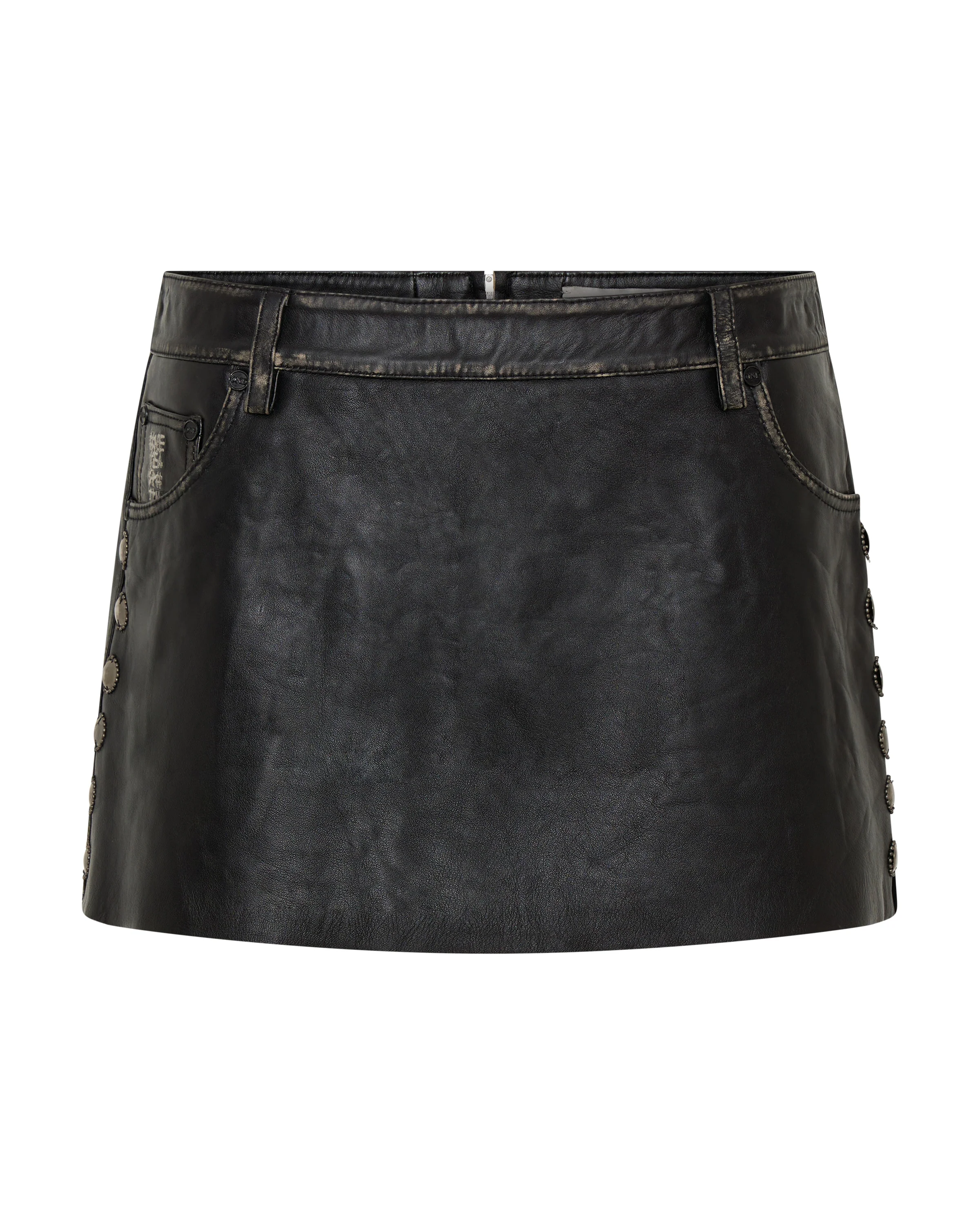 City Nights Axel Low Waist Micro Mini Leather Skirt - Black - Image 12