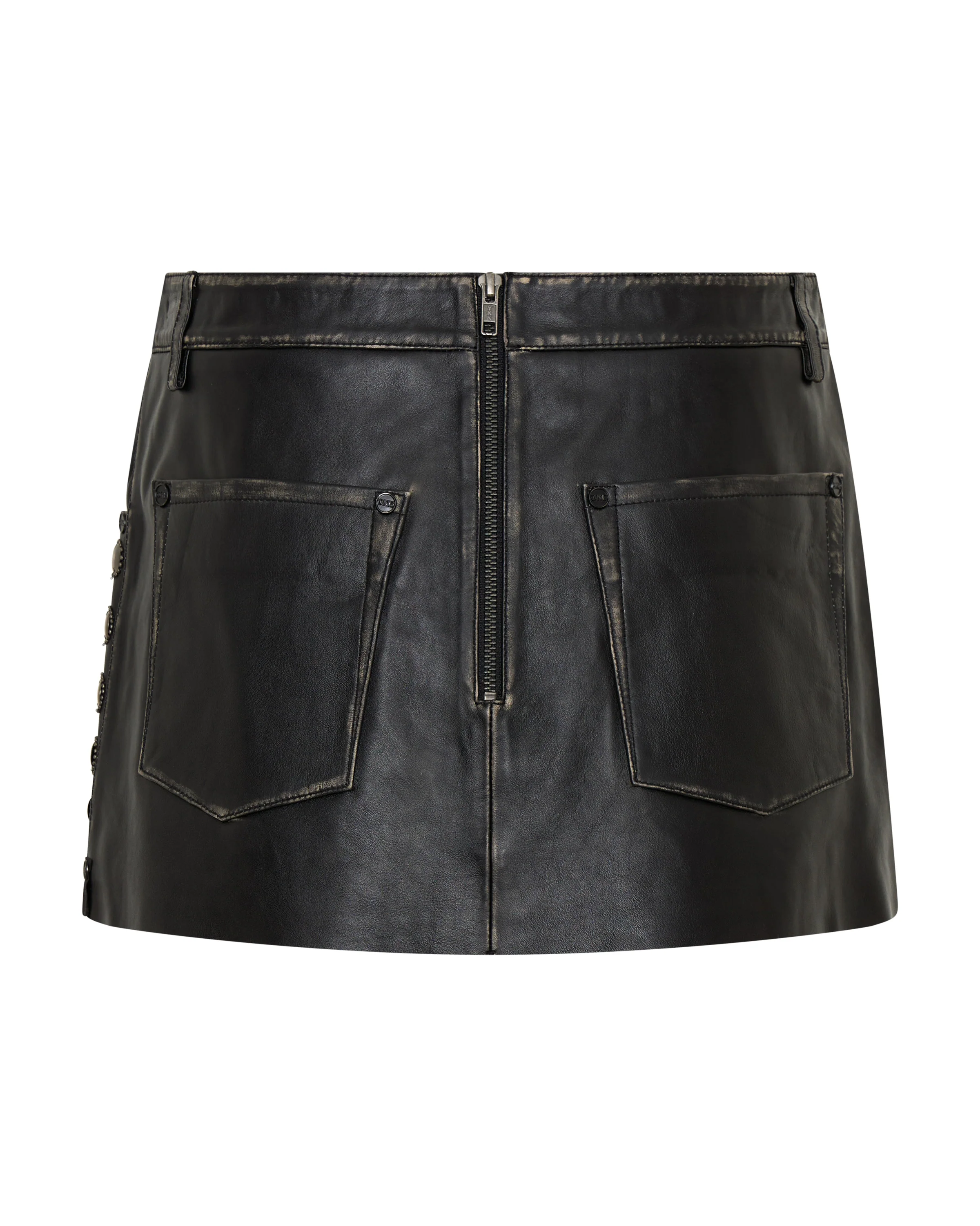 City Nights Axel Low Waist Micro Mini Leather Skirt - Black - Image 13