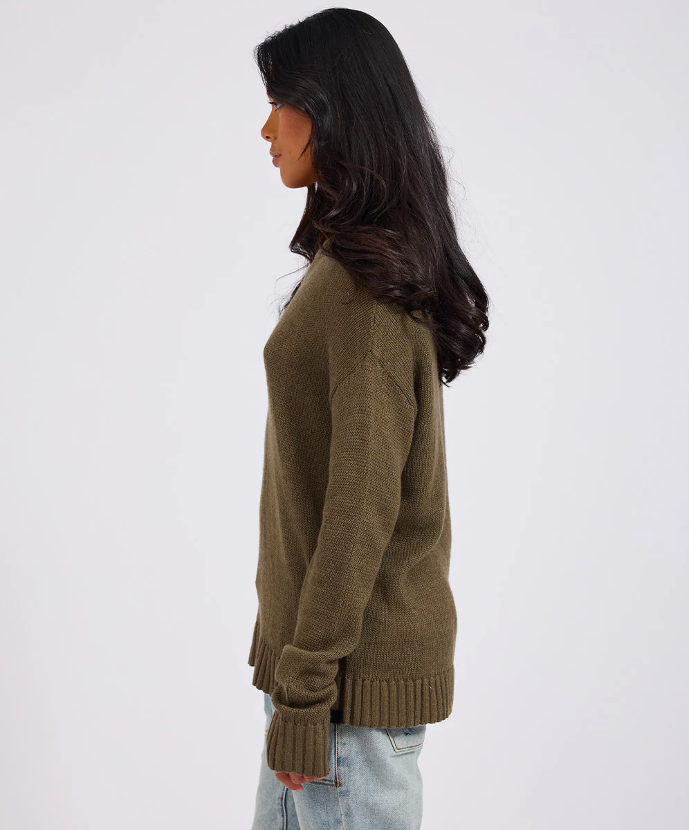 Classic Pocket Chunky Knit Sweater Khaki - Khaki - Image 4