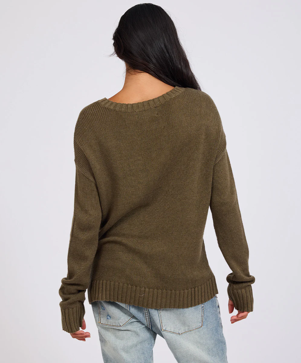 Classic Pocket Chunky Knit Sweater Khaki - Khaki - Image 5