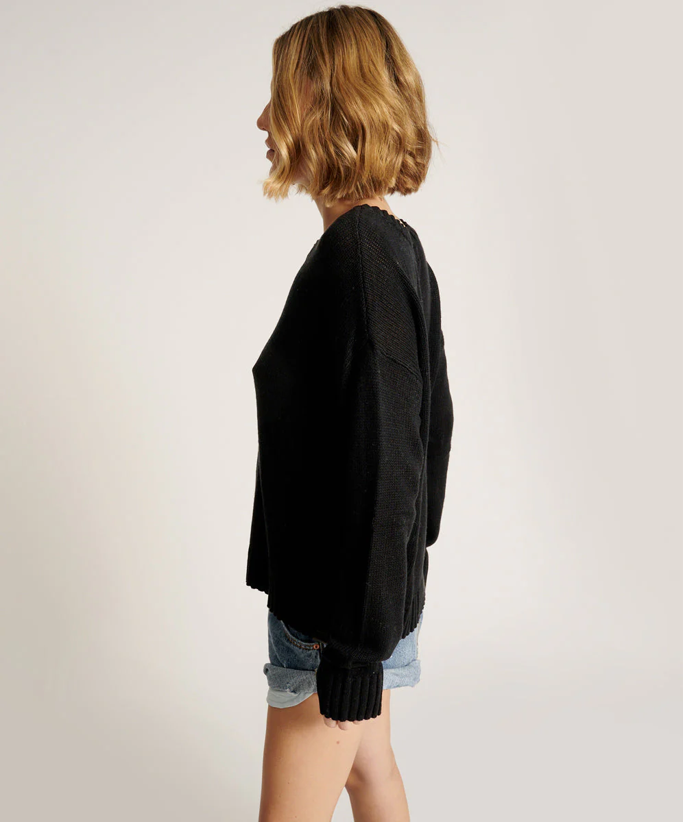 Classic Pocket Chunky Knit Sweater Black - Black - Image 3