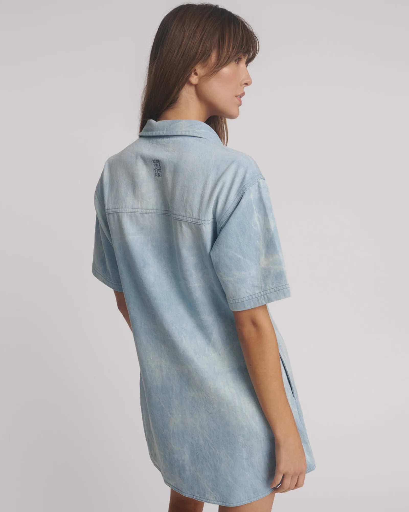 Pixie Denim Mini Shirt Dress - Cloudy Blue - Image 4