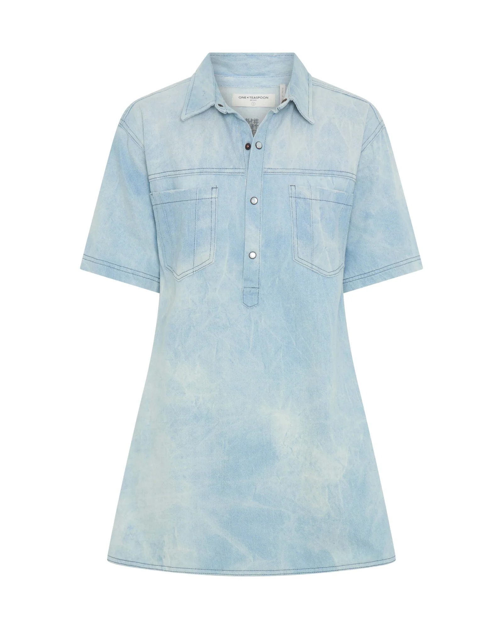 Pixie Denim Mini Shirt Dress - Cloudy Blue - Image 7