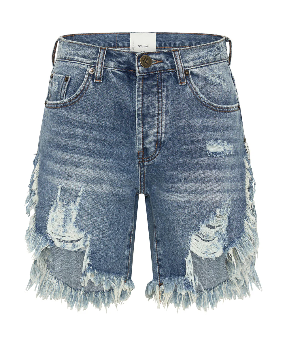 COBAINE FRANKIES HIGH WAIST LONG LENGTH DENIM SHORTS - Image 6