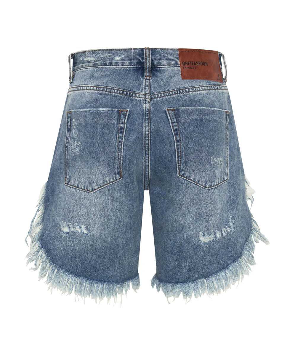 COBAINE FRANKIES HIGH WAIST LONG LENGTH DENIM SHORTS - Image 7