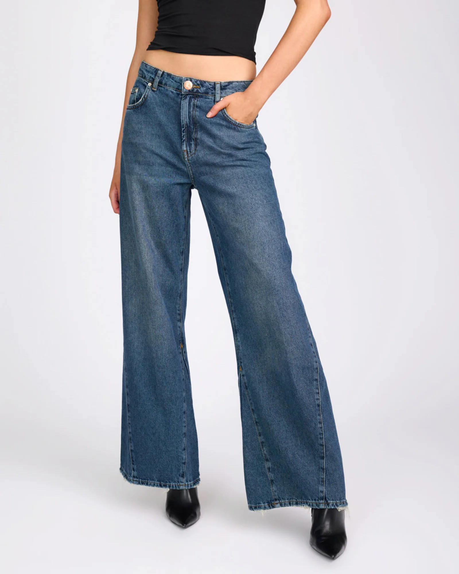 Cruisers Mid Waist Bootcut Flare Denim Jeans - Colorado Blue - Image 3