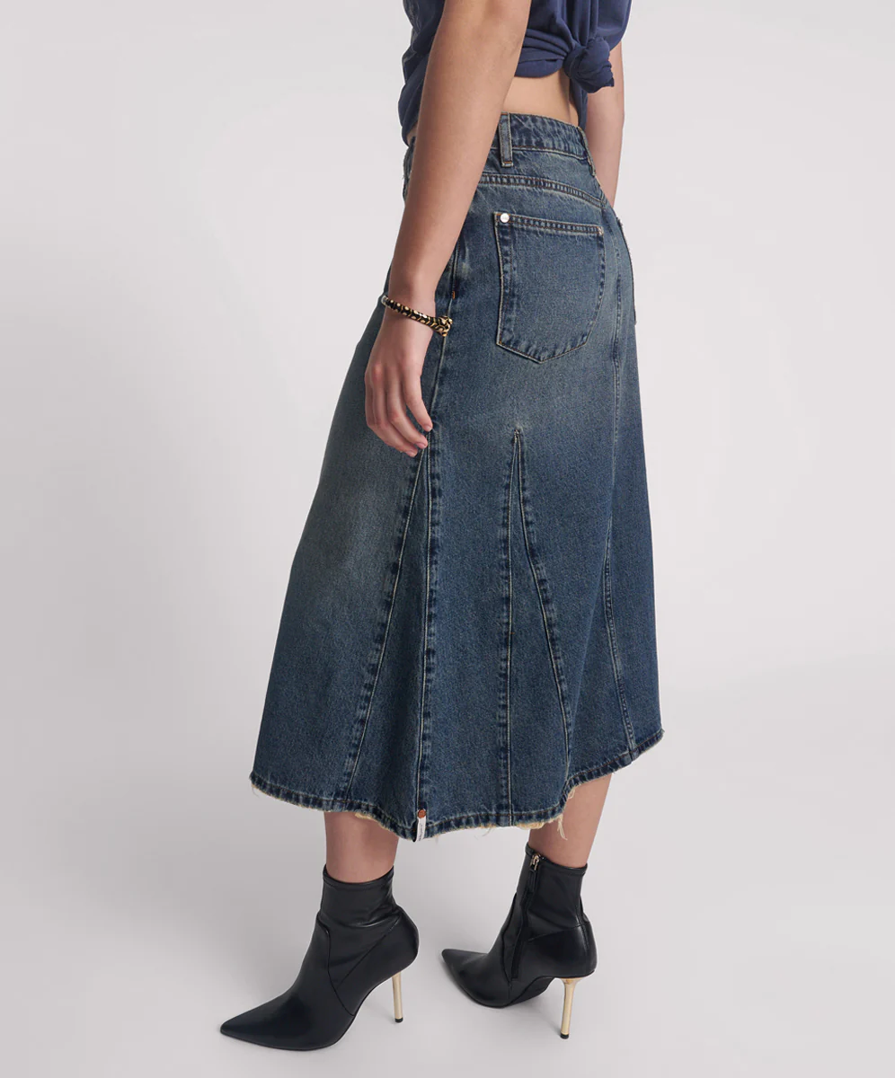 Cruiser Mid Waist Midi Denim Skirt - Colorado Blue - Image 3