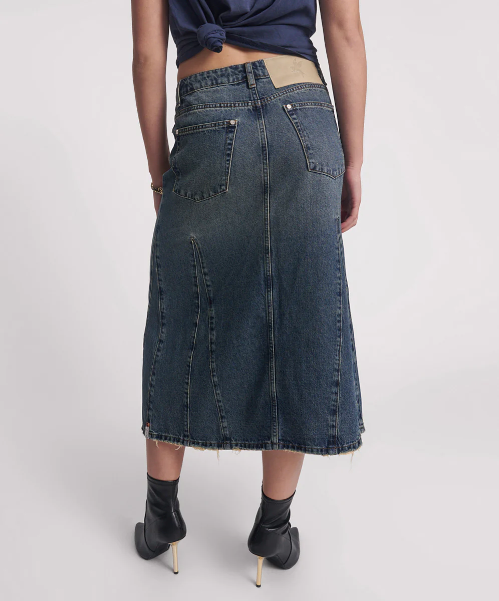 Cruiser Mid Waist Midi Denim Skirt - Colorado Blue - Image 4
