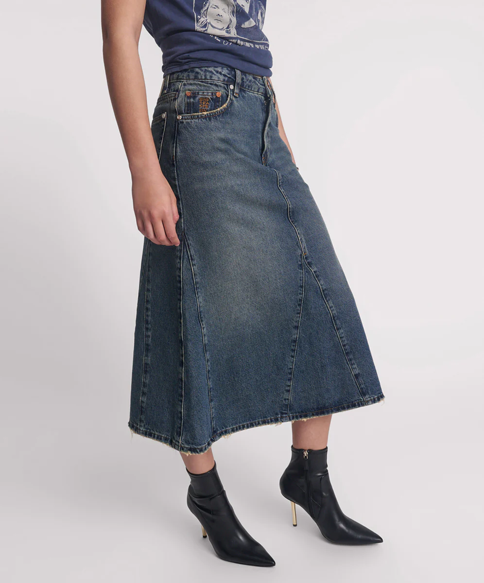 Cruiser Mid Waist Midi Denim Skirt - Colorado Blue - Image 5