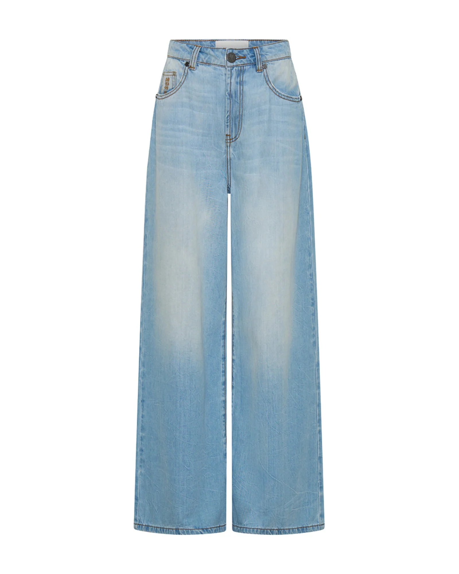 Love Machines Mid Waist Super Wide Leg Denim Jeans - Cool Blue - Image 10