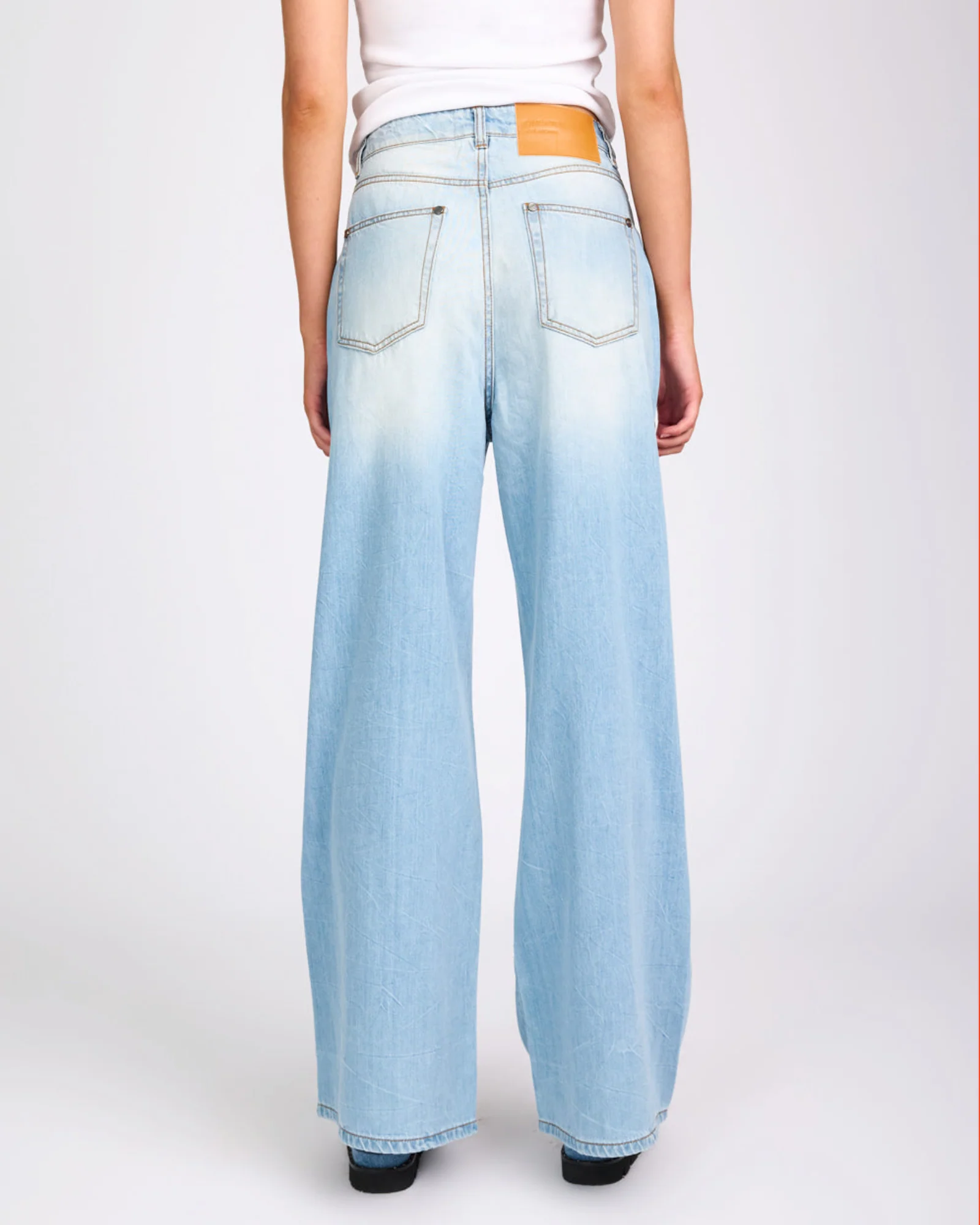 Love Machines Mid Waist Super Wide Leg Denim Jeans - Cool Blue - Image 6